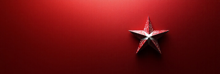 Obraz premium Simple red background with a single white paper star, creating a festive yet minimalist composition,