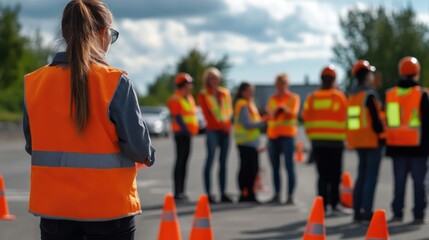 Community accident prevention initiative in France. volunteers promoting road safety.