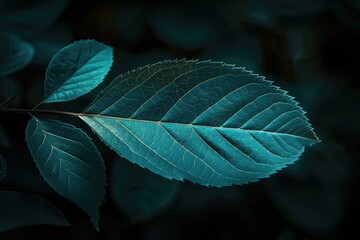 Obraz premium green leaf dark nature background
