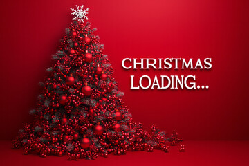 Minimalist red background with the text "CHRISTMAS LOADING..."