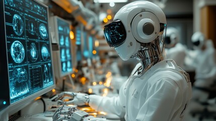 Advanced Robotic Arms in Medical Research Lab