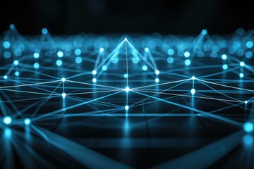 Digital holographic communication illustration with illuminated geometric shapes.