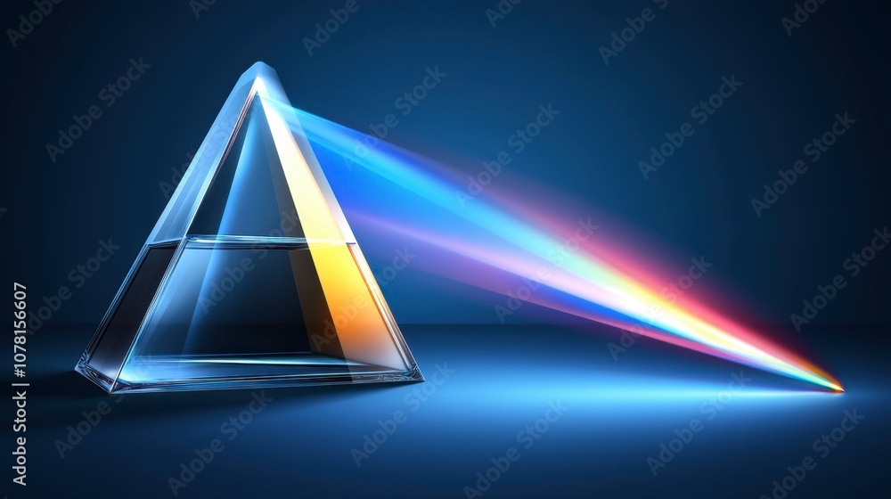 Poster light prism showing color spectrum on dark background