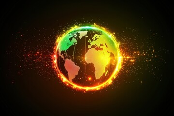 A glowing, colorful representation of Earth against a dark background, symbolizing global unity.