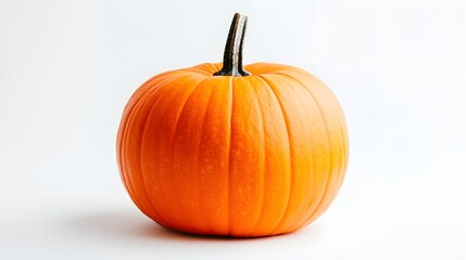 Vivid Orange Pumpkin Sticker on a Fall White Background