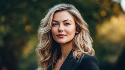 Naklejka premium Confident woman with soft waves dressed professionally