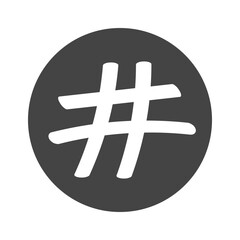 Hashtag in black circle sign. Vector illustration
