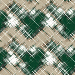 Seamless geometric pattern, neutral and green colors, stylish design for wallpaper, fabric, packaging, and merchandise, copy space