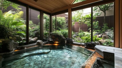 Fototapeta premium Bathroom with a small pool in the Japanese garden 6