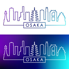 Osaka skyline. Colorful linear style. Single line. Editable vector file.