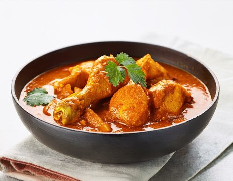 indian chicken curry in balti dish