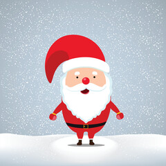 small santa claus on snowfall backdrop