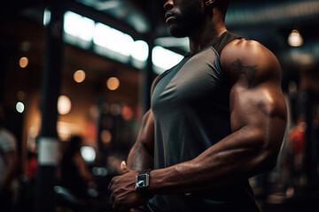 Male body in intense weight training highlighting strength and muscle definition