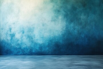 Blue and white textured wall and floor background.