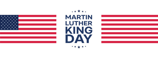 Martin luther king day banner. USA flag isolated on white background. Border for header, mail listings, congratulations