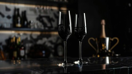Elegant Black Fireworks Champagne Glasses: A Stylish Toast
