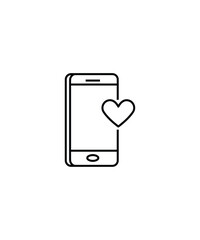 mobile with heart icon, vector best line icon.
