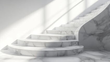 White Marble Staircase in Minimalist Interior