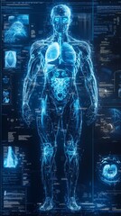 A futuristic body scan that displays a medical emergency while receiving treatment