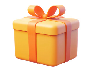 Bright Yellow Gift Box with Orange Ribbon and Bow