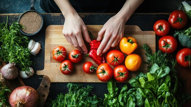 North American chefs dedicated to farm-to-table meals. organized kitchen with fresh ingredients. warm atmosphere.