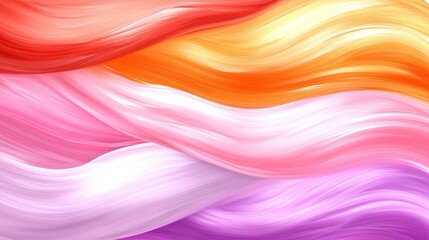 Fototapeta premium A vibrant abstract painting featuring flowing waves of pink, orange, white, and purple hues.