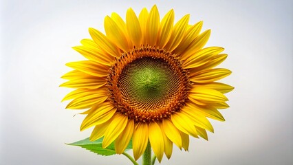 Fototapeta premium A striking, full view sunflower against a plain white backdrop.