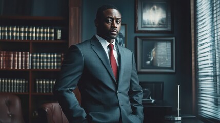 Fototapeta premium North American civil rights attorney representing client. organized and professional office.