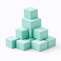 Naklejka premium 2408_024.A simple Foam building blocks for babies and toddlers, Light aqua color, white background, 3D Rendering, isometric