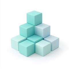 Naklejka premium 2408_024.A simple Foam building blocks for babies and toddlers, Light aqua color, white background, 3D Rendering, isometric