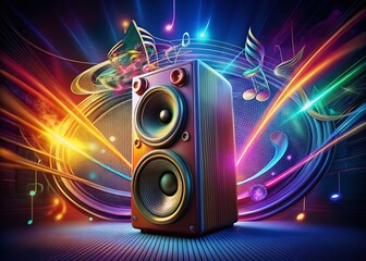 Column Music Speaker, Musical Box, Sound Wave Symbols - Portrait Photography