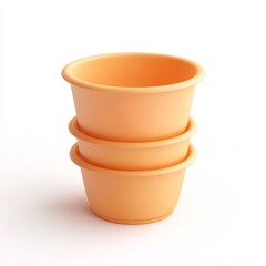 2408_014.A simple Nesting cups for babies and toddlers, Pale orange color, white background, 3D Rendering, isometric