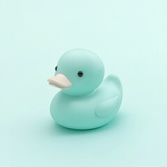 2408_031.A simple Rubber duck for babies and toddlers, Pale cyan color, white background, 3D Rendering, isometric