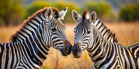 Cuddling Zebras South Africa National Park - AI Photo