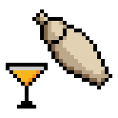 Fototapeta premium Cocktail shaker in pixel art style