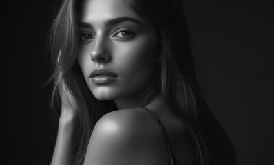 Elegant young woman in monochrome portrait