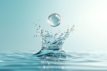 Captivating Water Droplet Creating Ripples and Splashes in Calm Aquatic Setting, Showcasing Pure Nature’s Beauty and Fluid Dynamics in Tranquil Environment