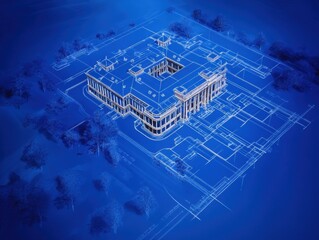 Detailed blueprint featuring a well-defined plan with clear specifications for project success.