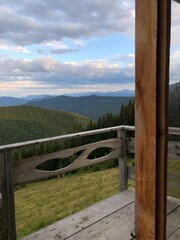 Fototapeta premium Ukraine mountain blue sky forest