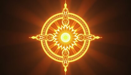 Radiant Khanda symbol with golden light representing Sikh faith for Guru Nanak Jayanti