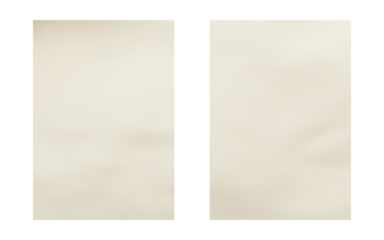 Two plain soft cream papers with texture on transparent background