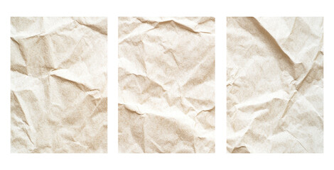 three plain bond papers appears crumpled. The texture on the blank paper is unique. transparent background