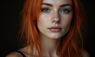 Young woman with striking orange hair