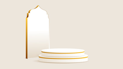 islamic white and gold podium for product display presentation