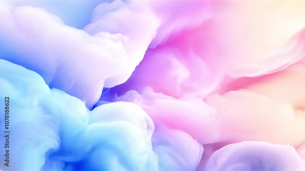 Poster soft abstract clouds with gentle swirls in blue and pink hues creating a dreamy ethereal background 