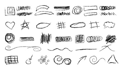 Set of hand drawn vector illustration of horizontal waves, squiggles, freehand stripes, rough underline handrawn brushstrokes.Black pen marker shapes.