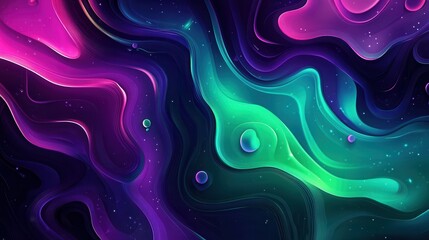 Obraz premium Abstract Cosmic Swirl Vibrant Purple Green Nebula Background