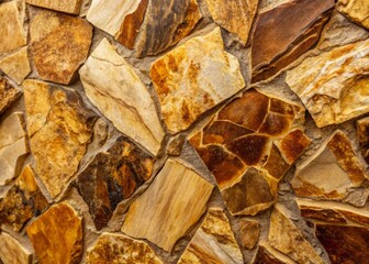 Close-up of Natural Stone Texture Featuring Irregular Shapes and Earthy Shades of Brown, Beige, and Gold for Rustic and Organic Design Aesthetic