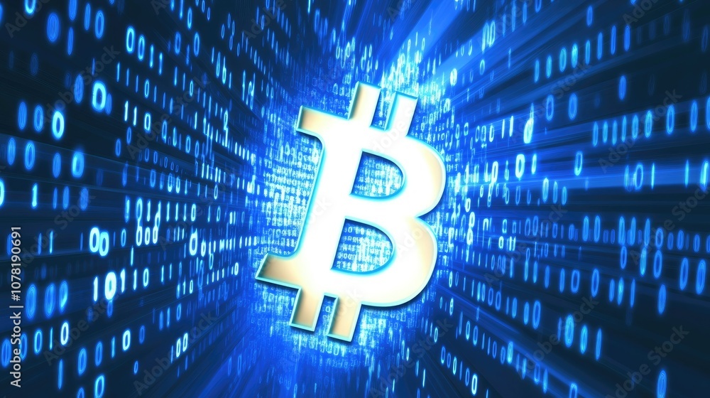 Poster bitcoin digital concept with data background