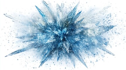 Abstract icy explosion with blue tones, conveying a sense of coldness and energy.